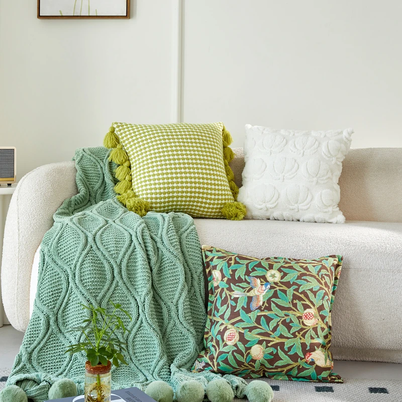 简约针织抱枕套沙发靠垫流苏腰靠枕床头靠背垫小清新家居装饰枕头