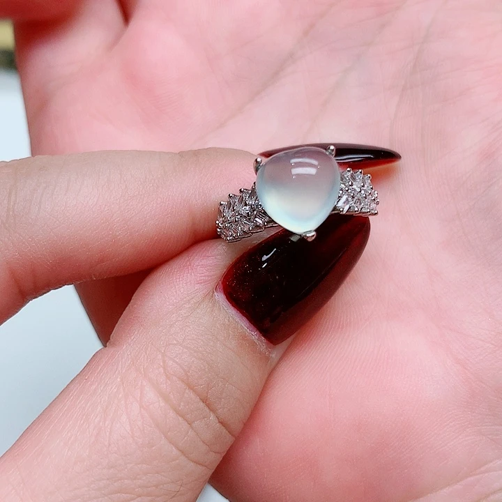 蛇纹石玉戒指银S925镶嵌?****阳