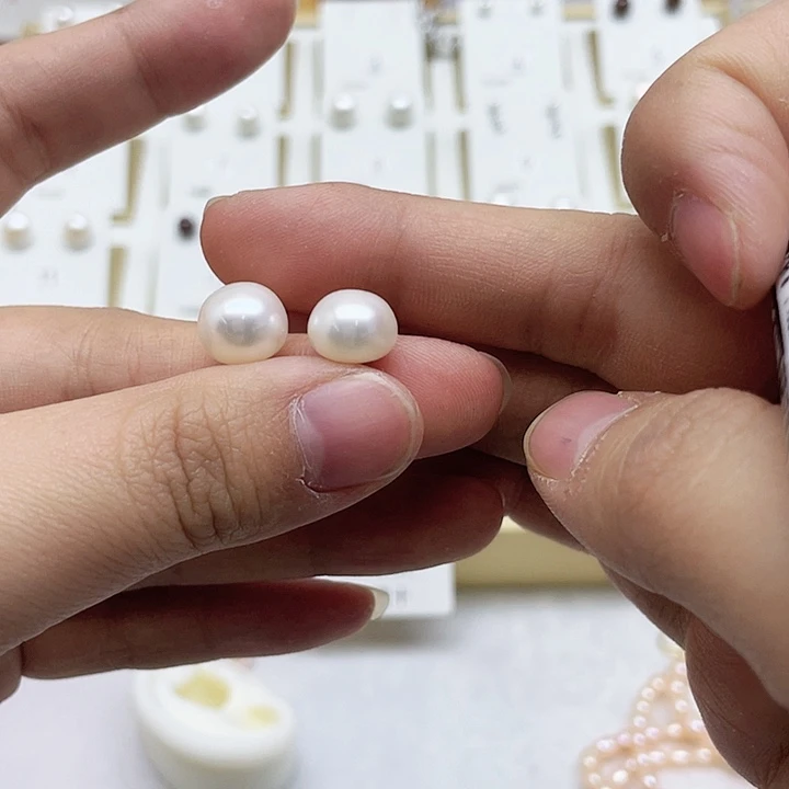 淡水珍珠耳饰银S925镶嵌肥*儿