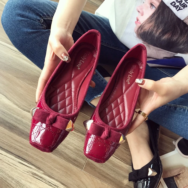 方头平底单鞋2025春季浅口瓢鞋休闲韩版平跟鞋豆豆鞋女工作鞋船鞋