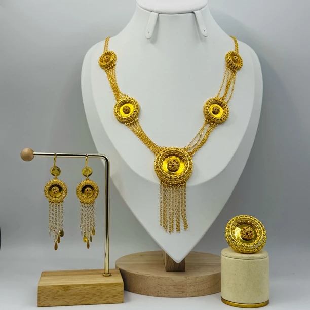 铜项链 TJ301 铜首饰 项链耳环戒指三件套