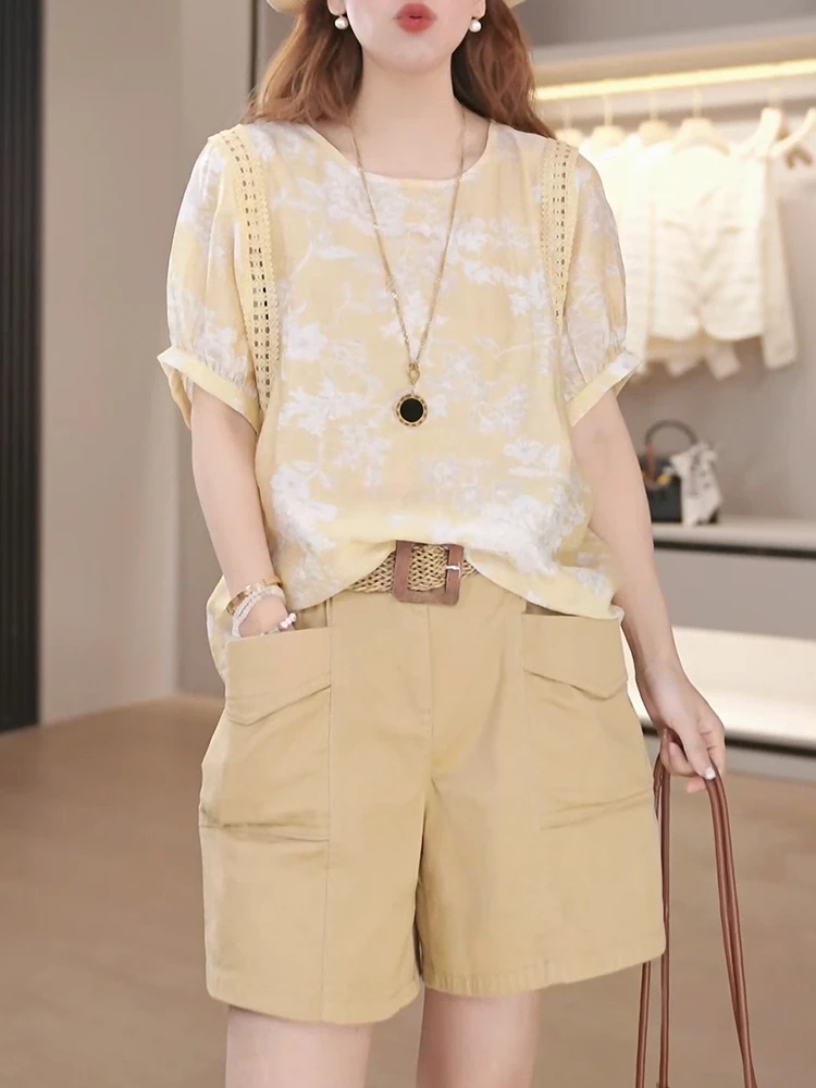 【送腰带】夏季时尚显瘦潮流慵懒休闲上百搭遮胯高腰设计感全棉裤短