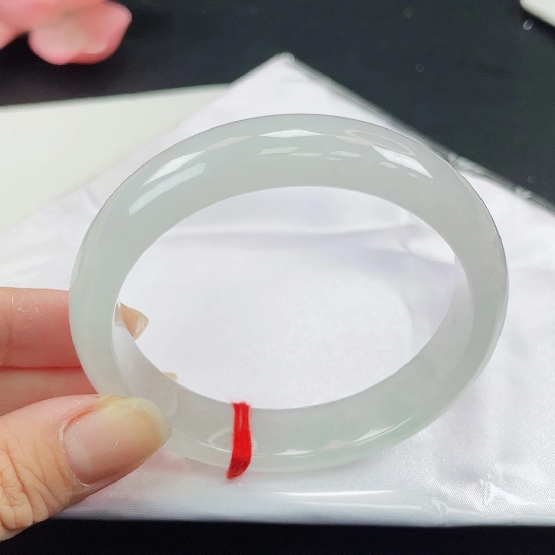 翡翠未镶嵌手镯12号白月光