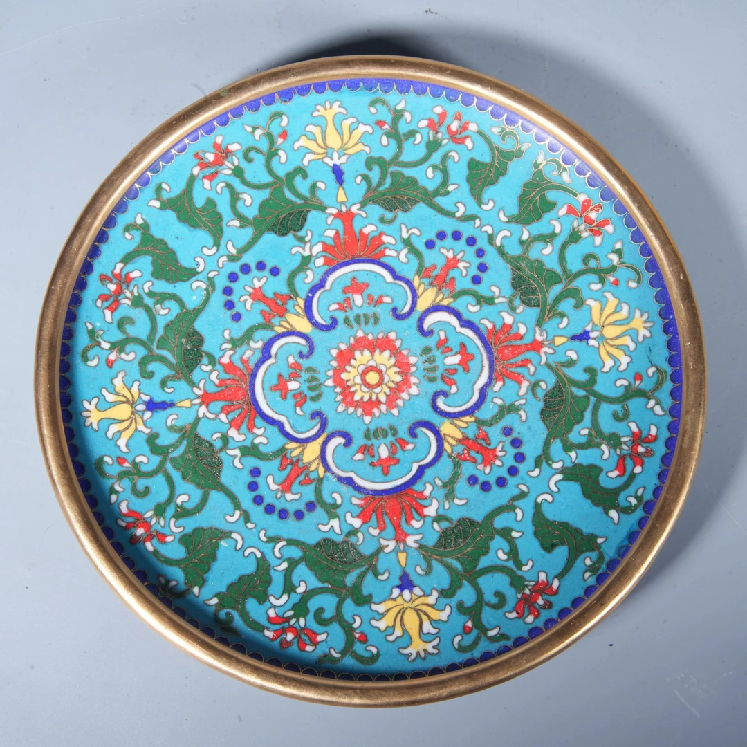 Tgz32 清代 景泰蓝花卉纹大盘