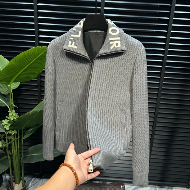 简欧风韩式弹力下摆男标准型夹克上衣轻奢翻领秋季