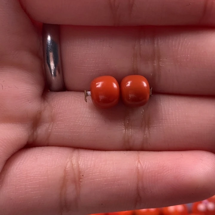 南红玛瑙未镶嵌老型对珠7.2mm