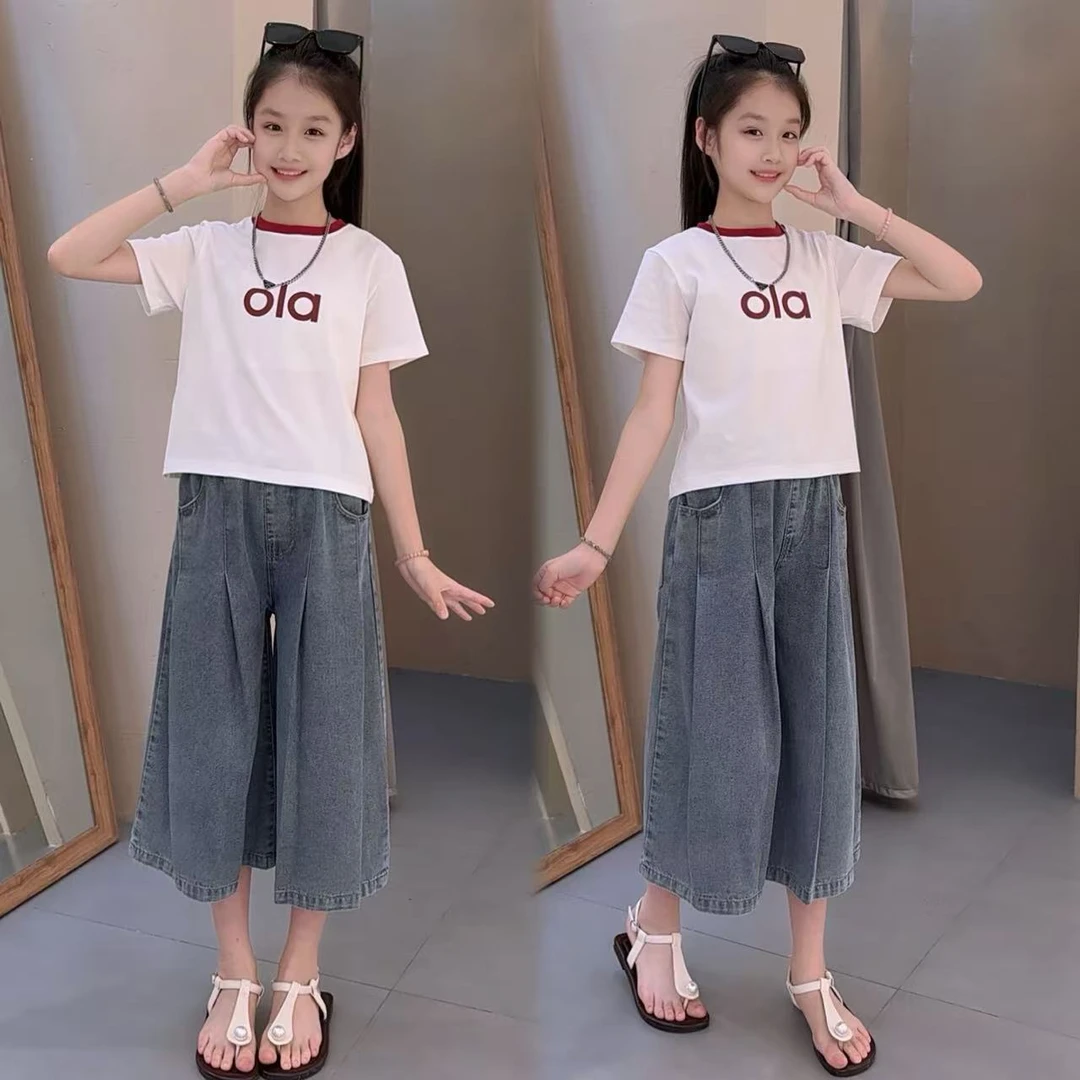 女童褶皱七分裤儿童套装洋气（定制款)