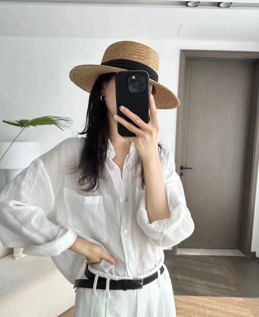 老钱风宽松慵懒外搭多巴胺穿搭 棉防晒衬衣女轻薄款衬衫外套