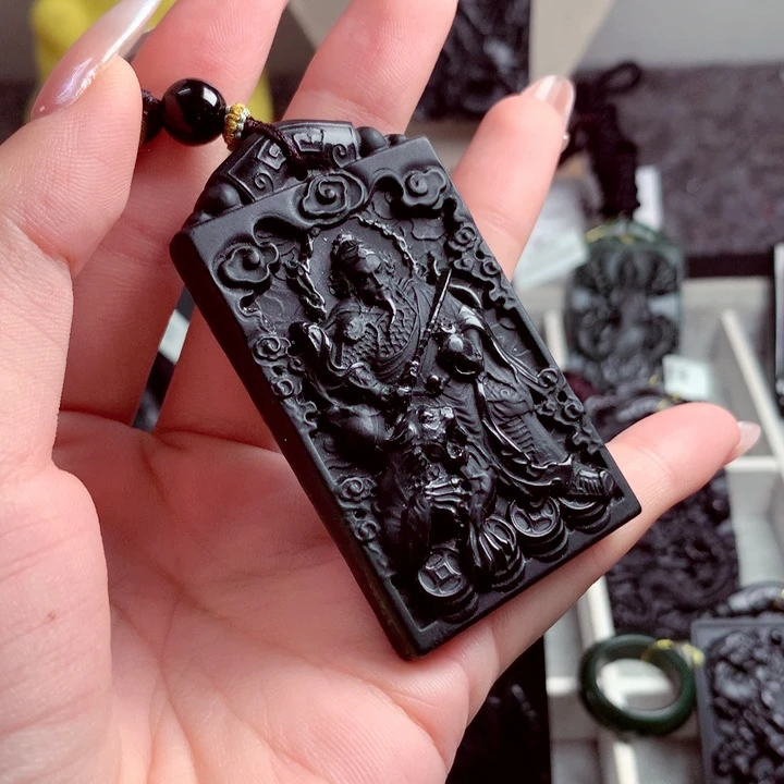 天然a货钢琴黑特色题材挂件赵公明