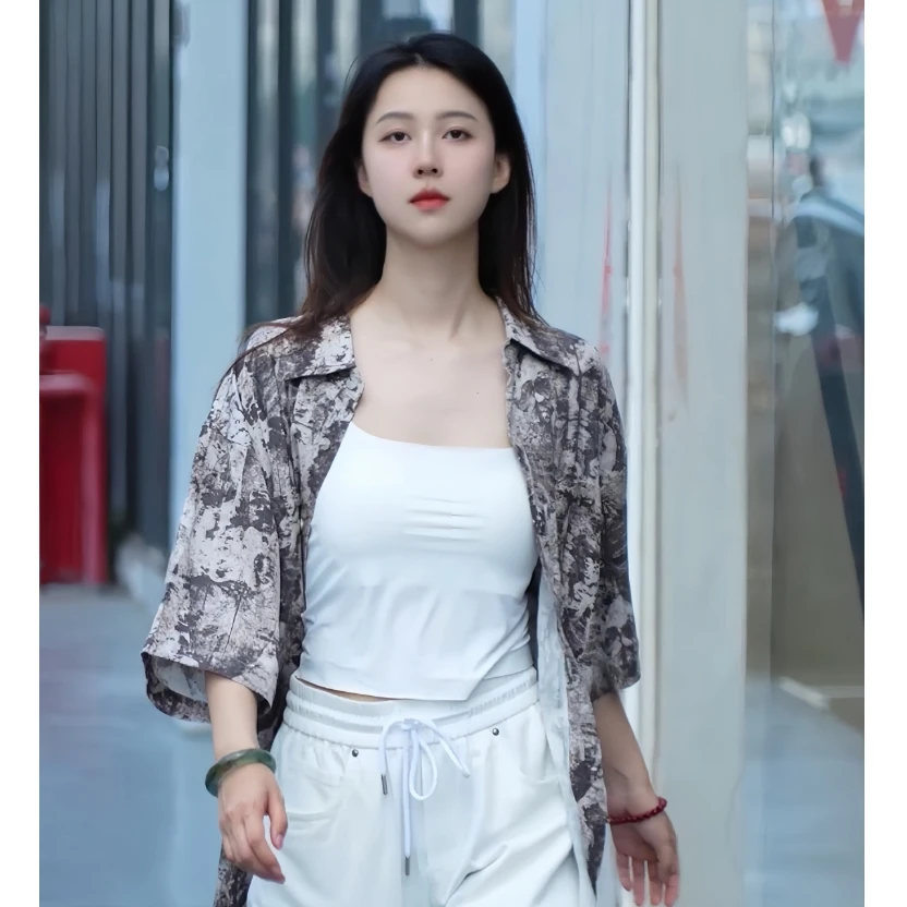 2025夏季薄款复古迷彩扎染印花短袖衬衫男休闲宽松衬衫M4120213