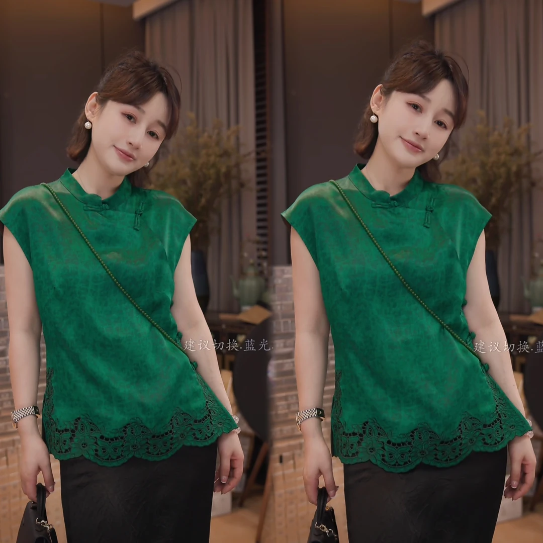 “自洽且平静”新款盘扣旗袍刺绣国风短袖-F