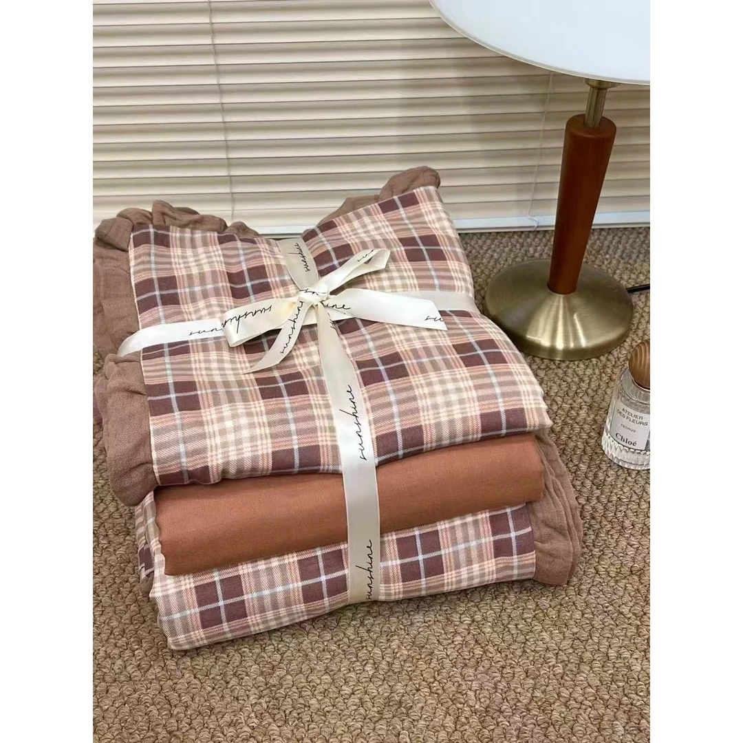 【超级红给】烤椰拿铁 法式碎花全棉双层纱四件套