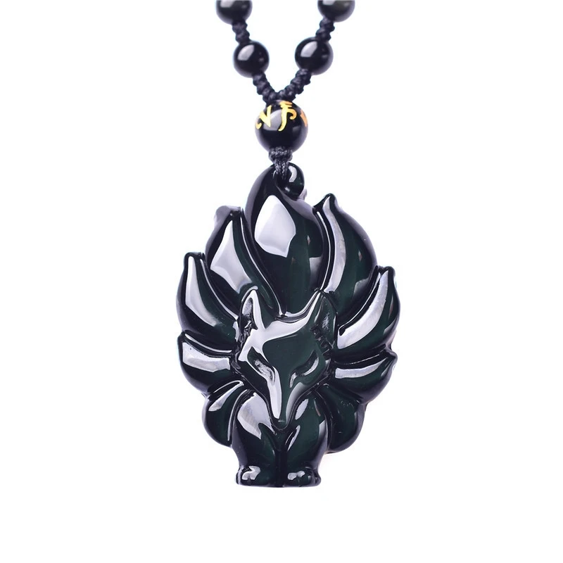 天然彩曜石九尾狐吊坠男女款 男士女士项坠