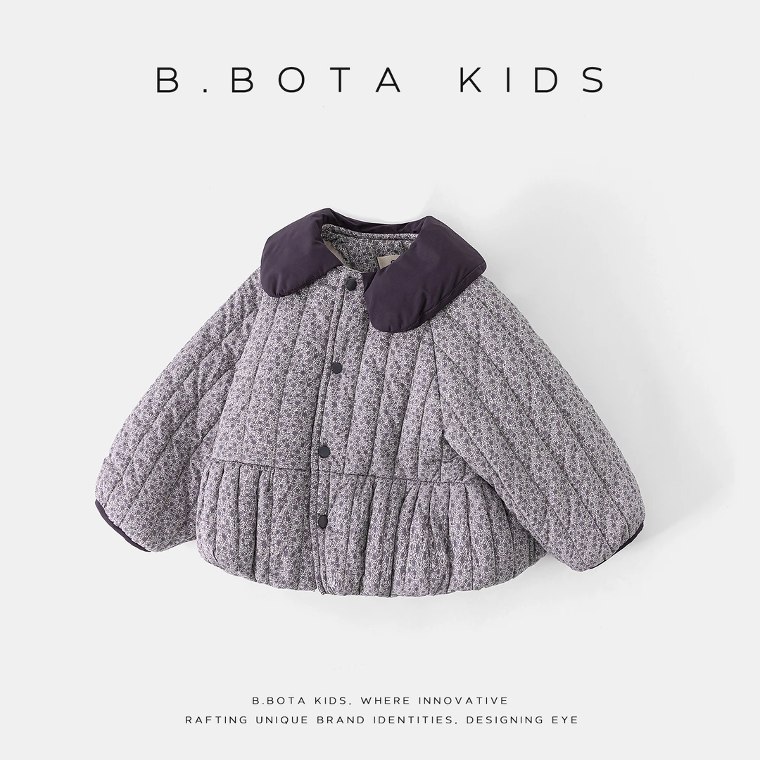 〖姐姐家〗宝宝冬季棉服韩版休闲拼色翻领碎花棉服外套f518 26010