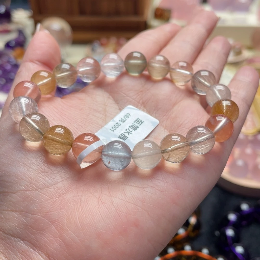 未镶嵌手链水晶彩兔毛10mm