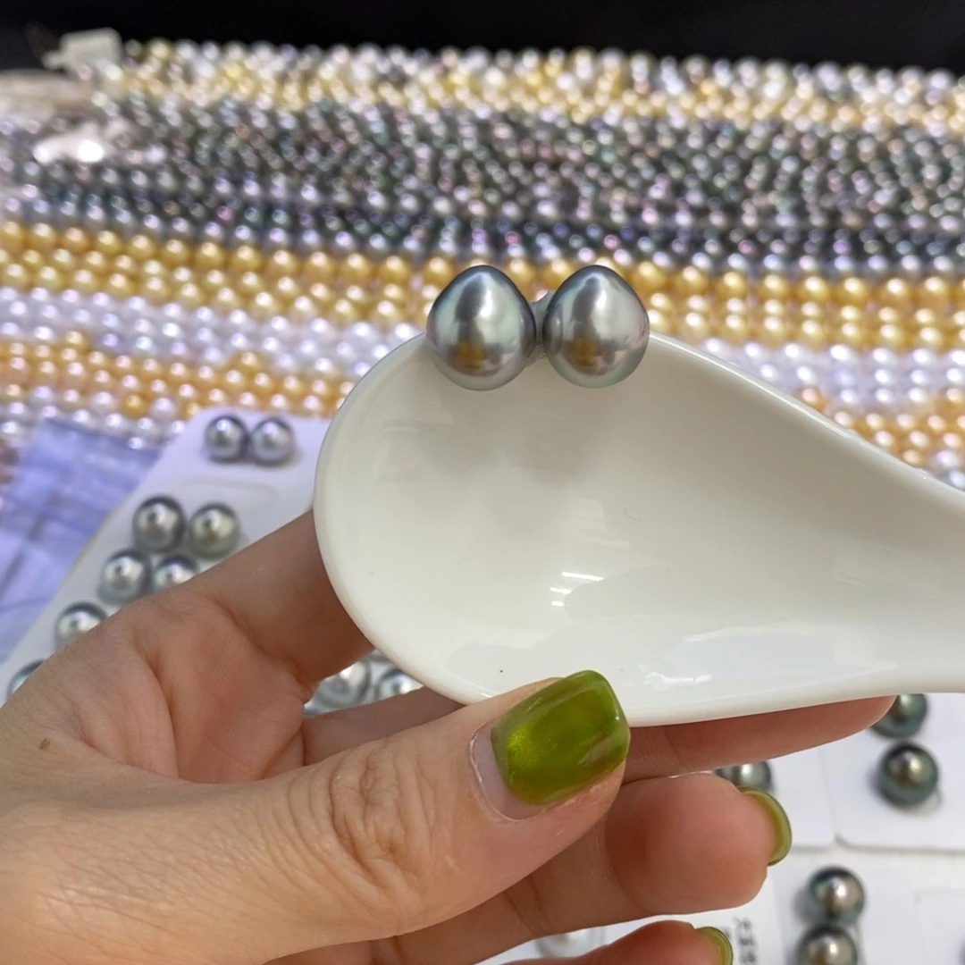 海水珍珠裸珠大溪地铂金灰11-12