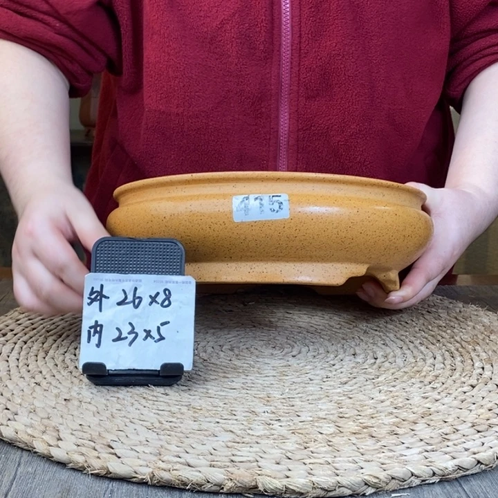 花盆紫砂  放漏柴烧束口浅圆415