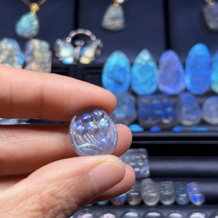 拉长石吊坠(不含链)银S925镶嵌安**喜做扣头不退不换