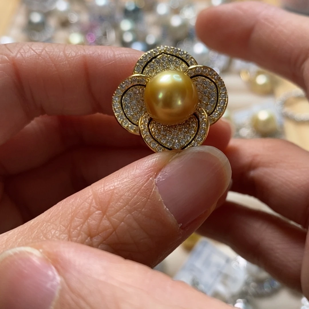 海水珍珠戒圈银S925镶嵌