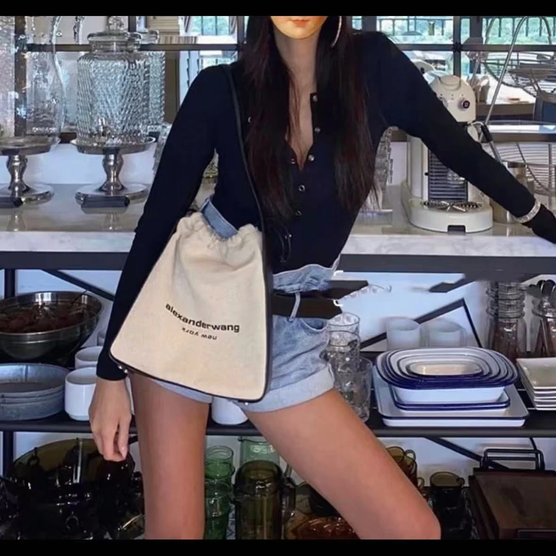 95新 其他 【小考拉】亚历山大王 帆布拼皮hobo单肩包