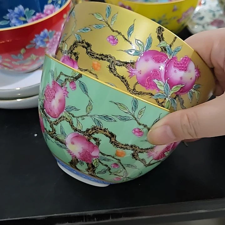 瓷片微瑕珐琅彩5寸2个米饭碗66666
