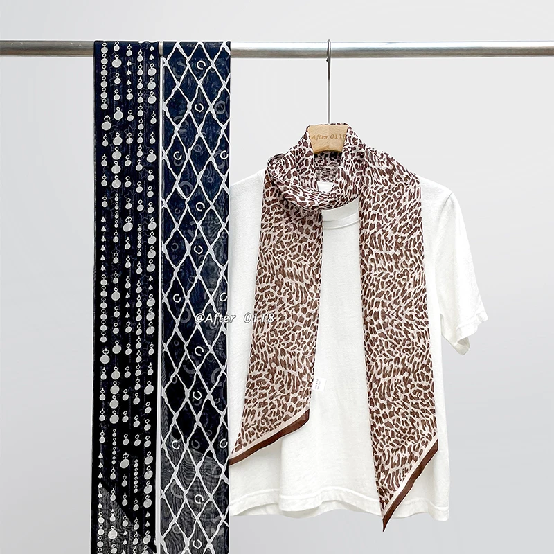 After 100真丝雪纺飘带长巾春夏款双层双面高级感新款百搭桑蚕丝