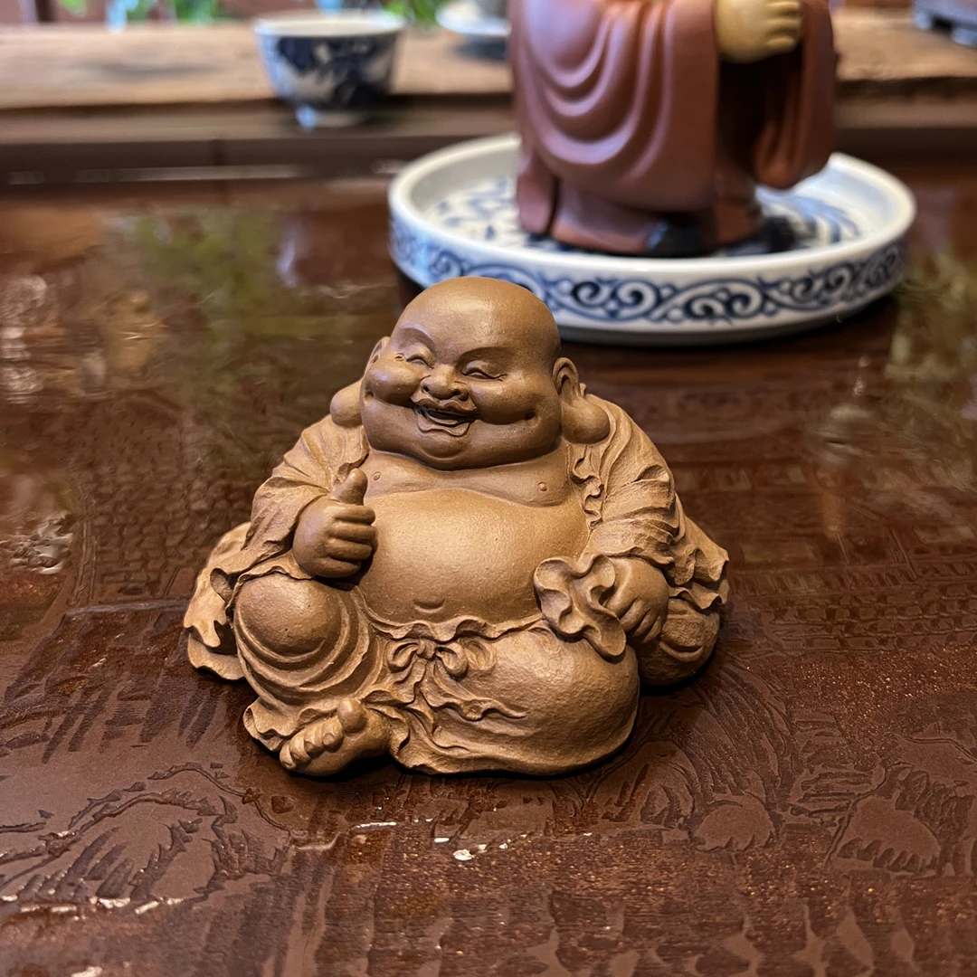 弥勒佛 手工精工版 布袋米勒 紫砂茶宠摆件 原矿紫砂泥料