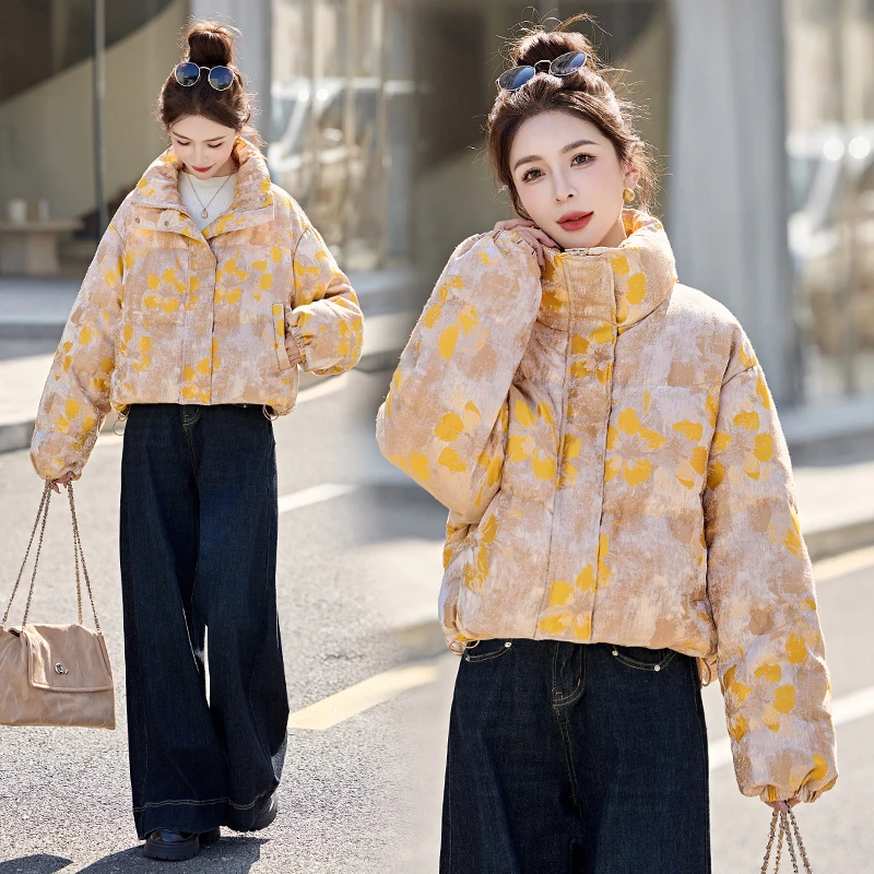 新中式短款羽绒服女2025冬季新款小个子韩系独特超好看立领面包服