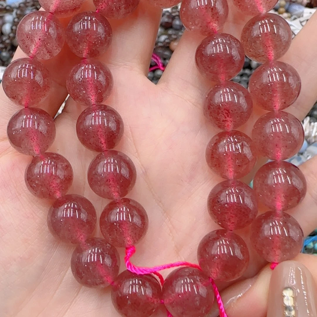 未镶嵌玛瑙/玉髓珠宝半成品一级草莓晶一条卡12