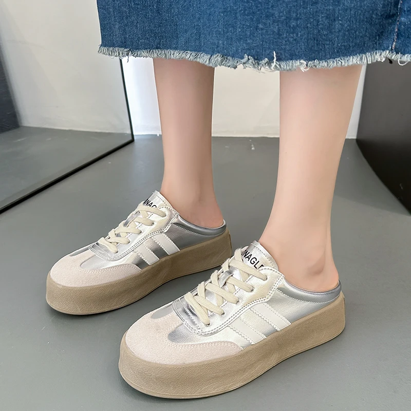 2025新款春秋半拖鞋女外穿超火百搭爆款德训鞋半拖一脚蹬懒人半托