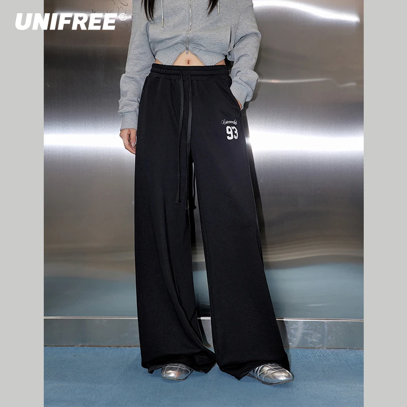 【25年春】百搭慵懒风运动裤学院风嘻哈宽松阔腿拖地卫裤