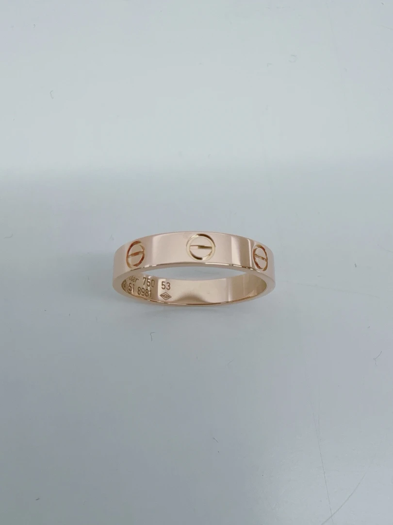 95新 Cartier/卡地亚 love系列 玫瑰金窄版戒指  53码