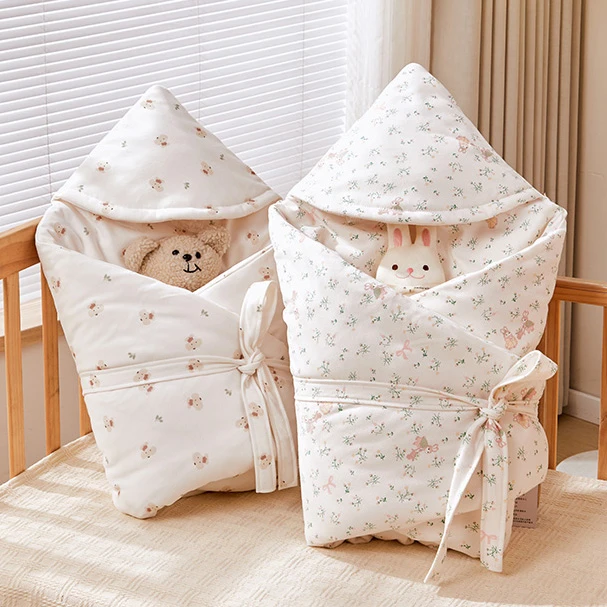 新生婴儿棉花抱被纯棉秋冬加厚初生宝宝包被产房襁褓单手工小被子