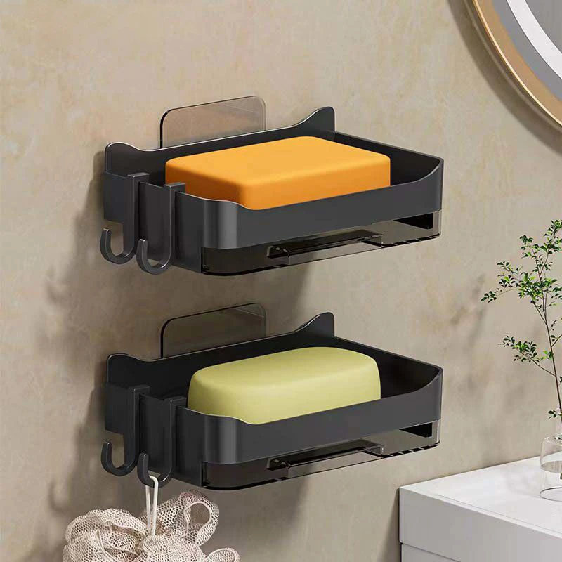 家用高档沥水肥皂架香皂盒浴室卫生间壁挂式双层皂盒免打孔置物架