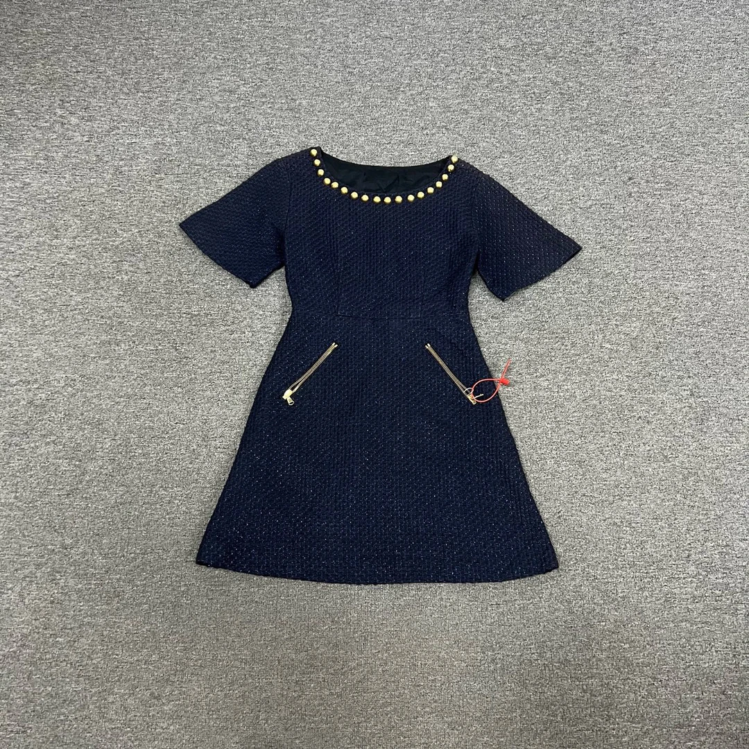 99新 AMIPARIS 莫斯奇诺 藏青色 金扣 连衣裙 38码