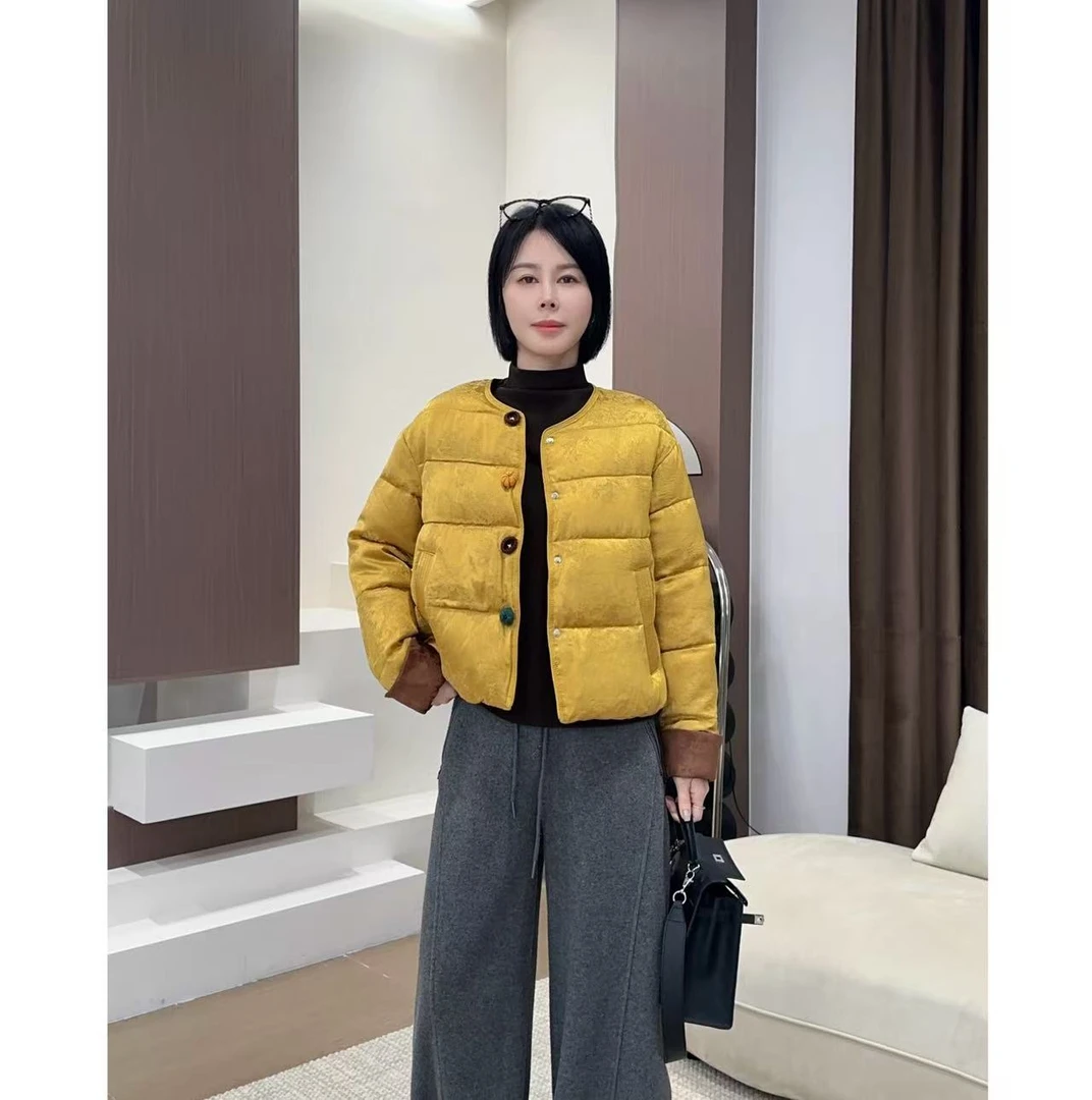 【洁子推荐】2025冬季新款258516新中式椴面国风羽绒服JZYC258516