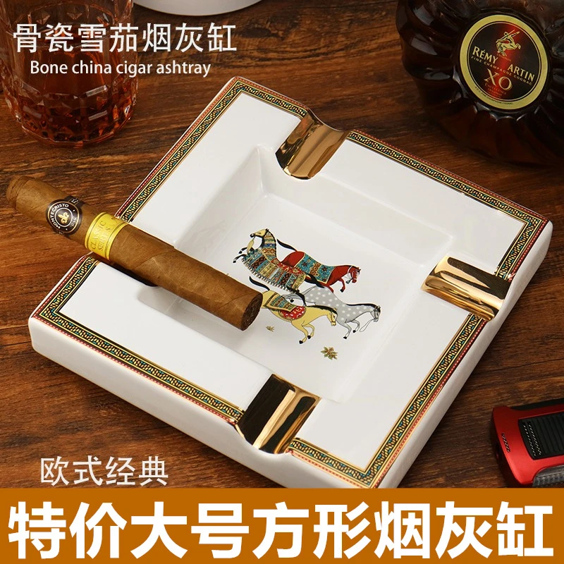 特价大号雪茄烟灰缸陶瓷欧式创意轻奢办公室复古骨瓷雪茄烟缸