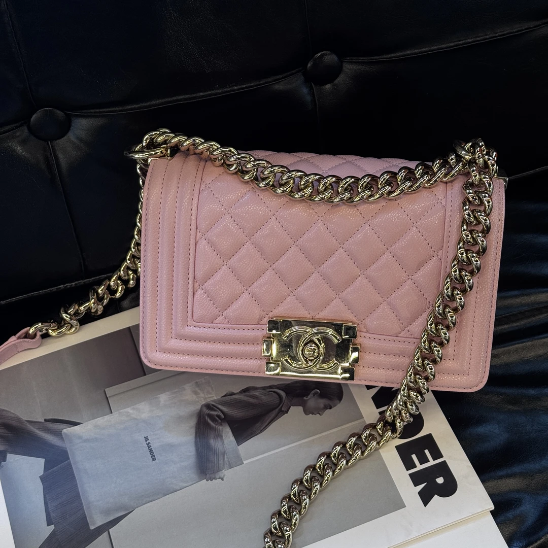 99新 Chanel/香奈儿 25p Leboy粉金荔枝牛小号