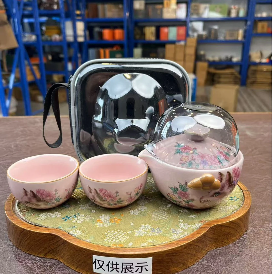 G2492-粉汝花朵猫快客旅行套