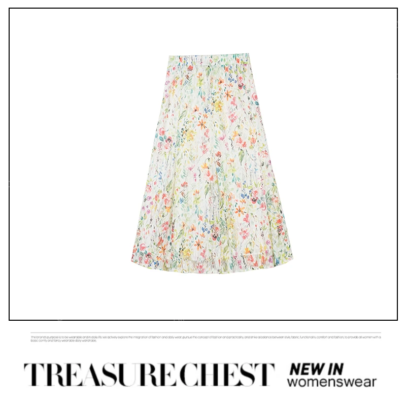 乔儿定制【伊甸园花海】高腰休闲时尚夏季碎花镂空设计感半身裙