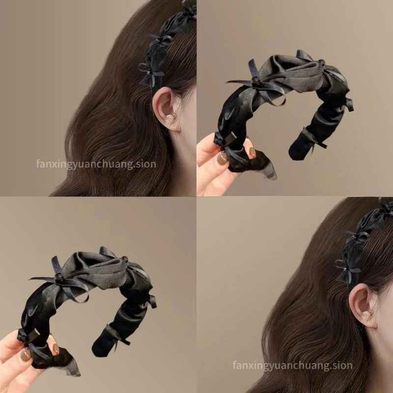 黑色经典~时尚气质发箍小香风褶皱蝴蝶结发饰女高颅顶高级感头箍