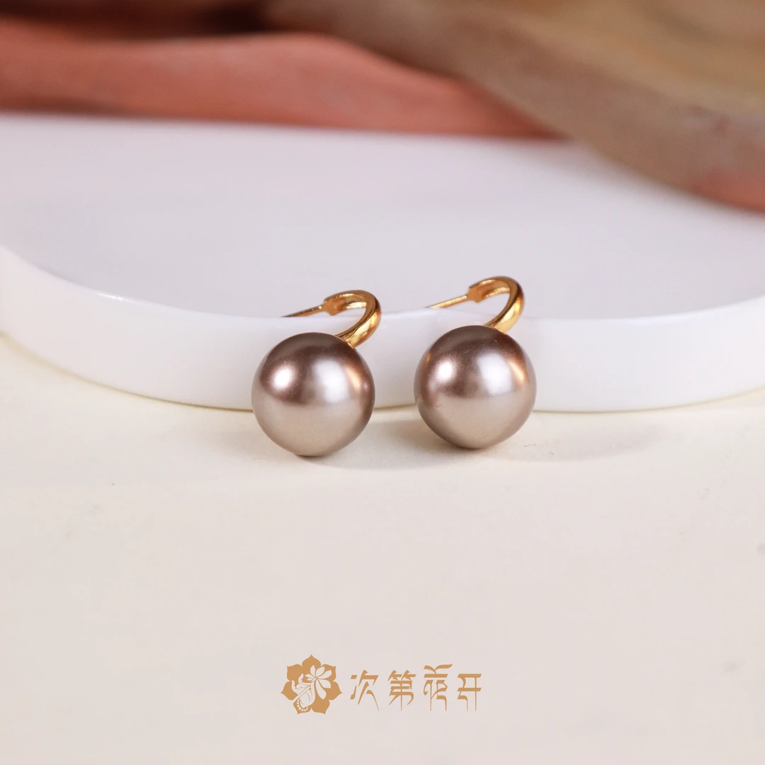 铜合金仿珍珠耳饰 铜合金 贝珠系列 摩卡金时尚百搭 耳饰