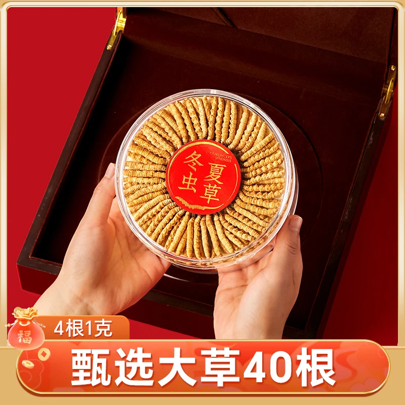 【40根大草】头期冬虫夏草 品质足干虫草礼盒 4根1克/10克