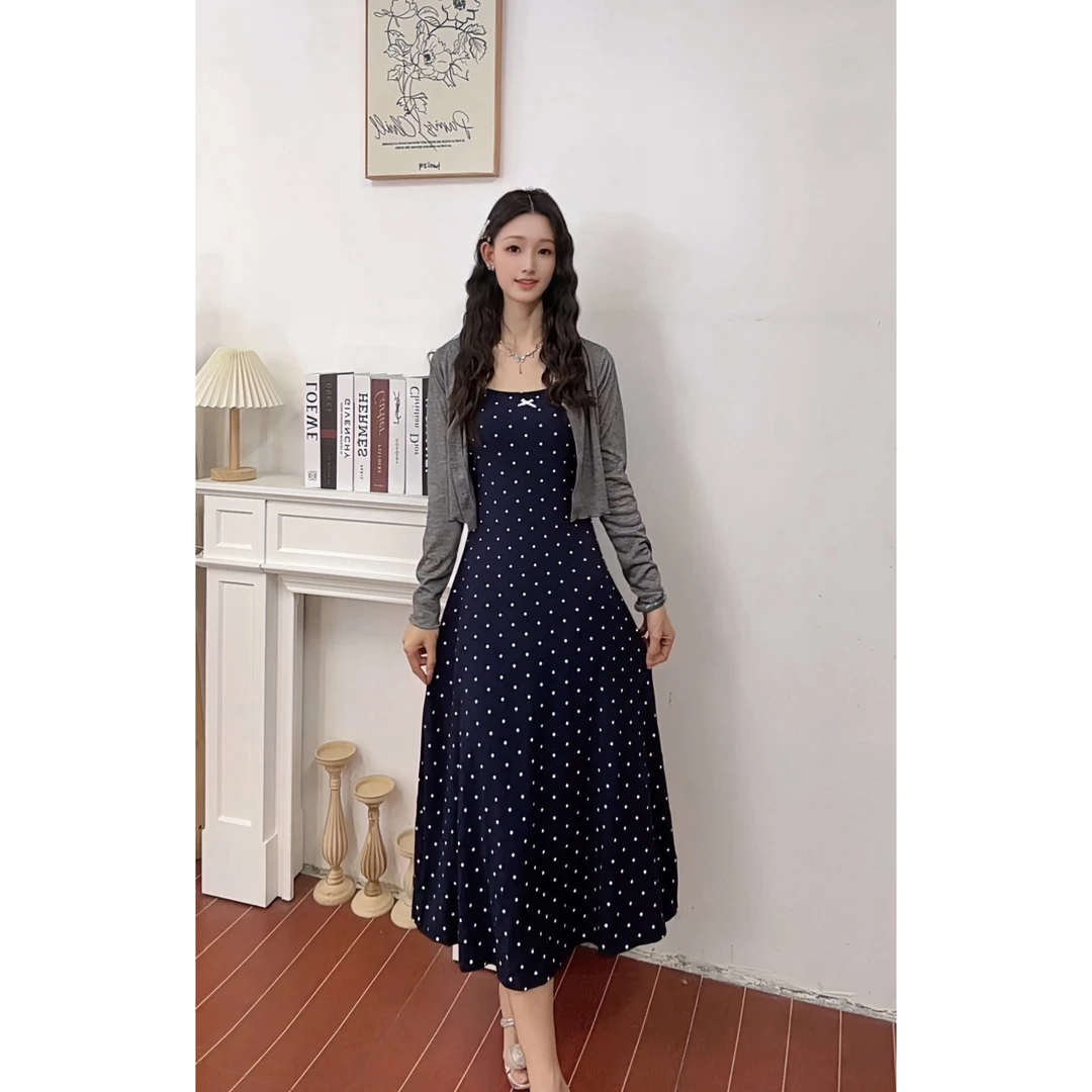 IEF/爱依服裙子2025夏秋新款温柔小女人气质波点里外套裙流光风