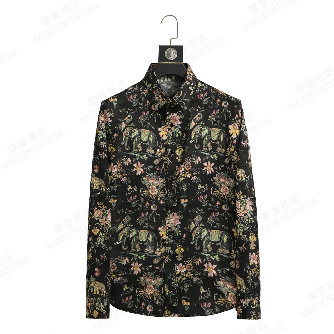 2025新款复古异域风情高端男士休闲时尚百搭潮流冰丝网红禅意男装