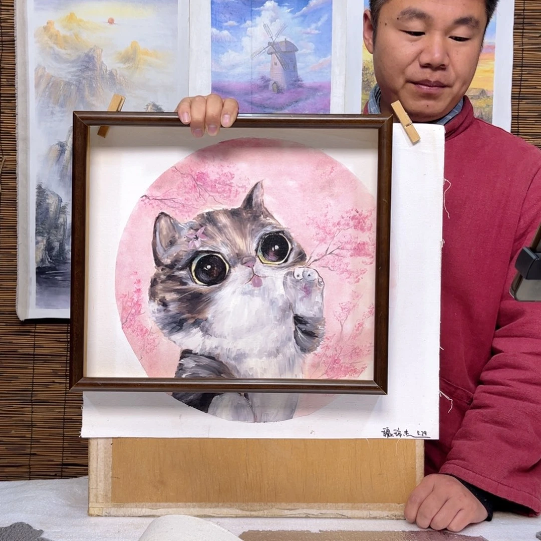 油画行路人小院绘画作品竞拍