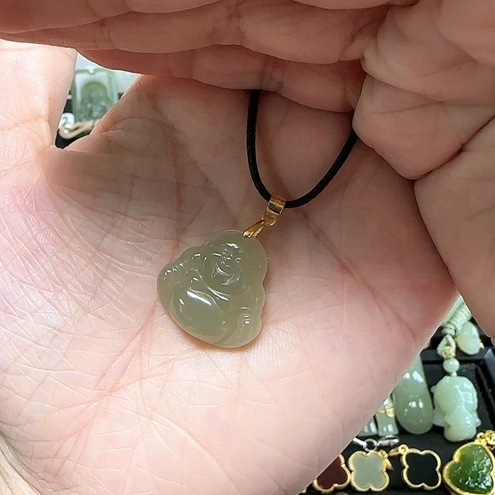 和田玉银S925镶嵌吊坠(不含链)