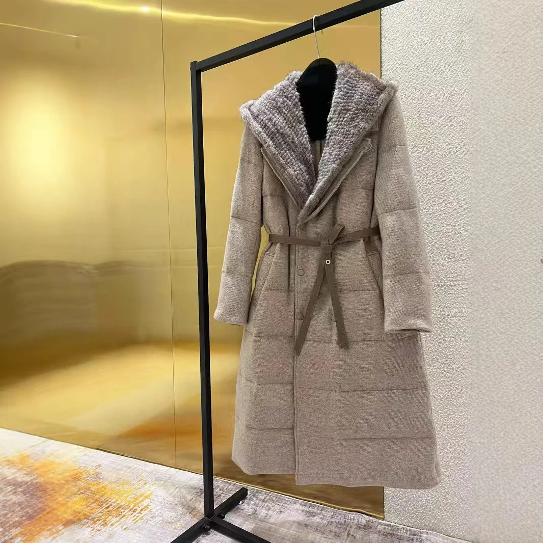 S·Y·C【LP高定系列】手工编织水貂90白鹅绒大衣外套女ERF2431