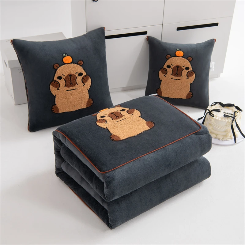 【卡皮巴拉秋冬款加厚】抱枕被车载枕抱枕被子加绒加厚两用