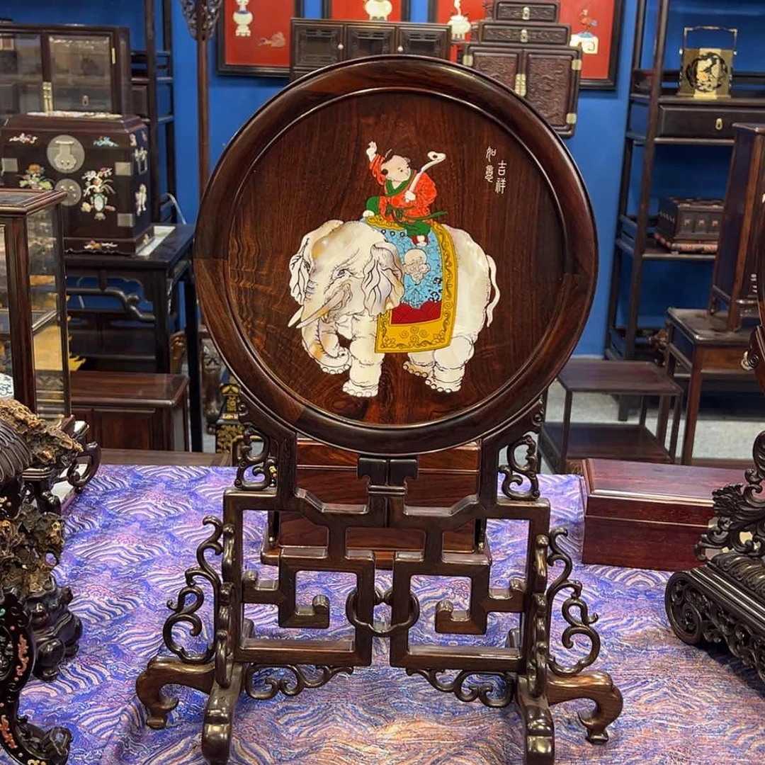 【闪购商品】红酸枝木类成套家具圆屏